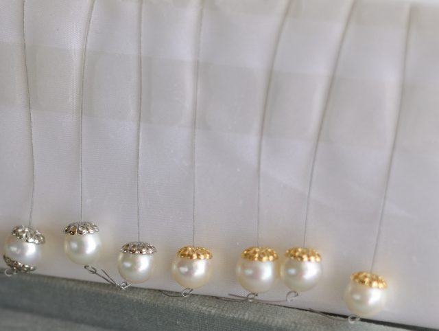 あこや真珠9㎜珠のバラ珠　ルース販売　菊座付　ワンランク上のアクセサリー作りに